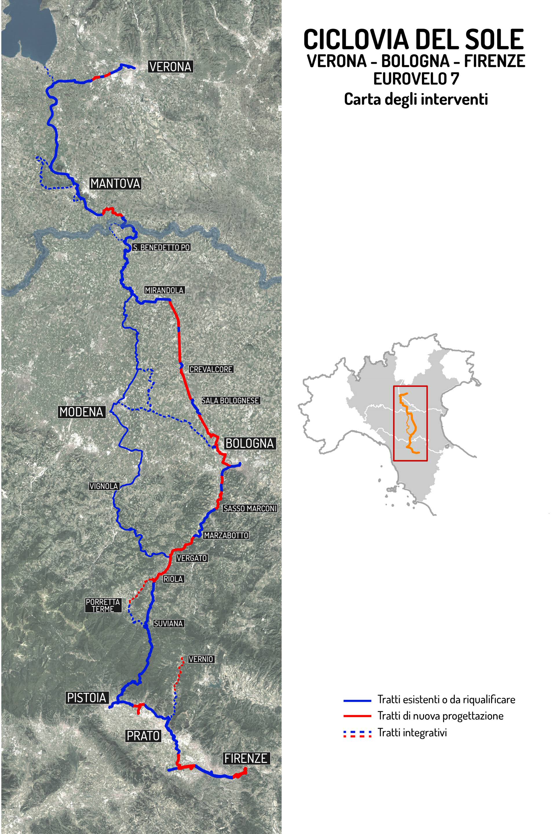 Mappa tracciato blu e rosso - carta degli interventi