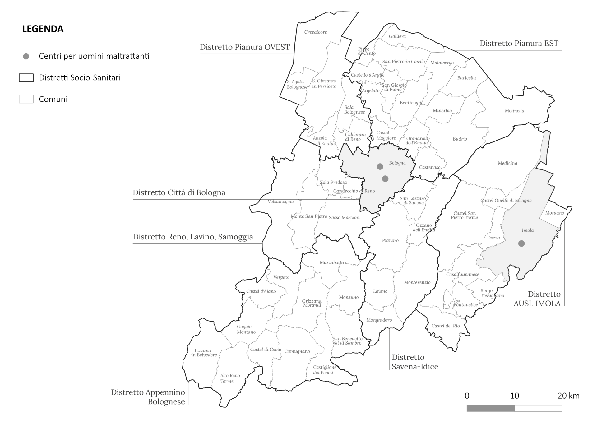 Mappa Centri per uomini maltrattanti 