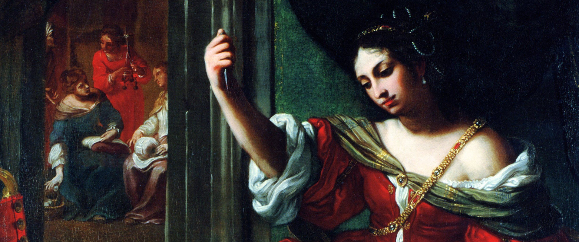 Immagine: Elisabetta Sirani, Porzia che si ferisce alla coscia. Bologna (dettaglio), Collezioni d'Arte e di Storia della Fondazione Cassa di Risparmio