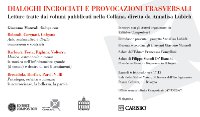 Dialoghi incrociati e provocazioni trasversali