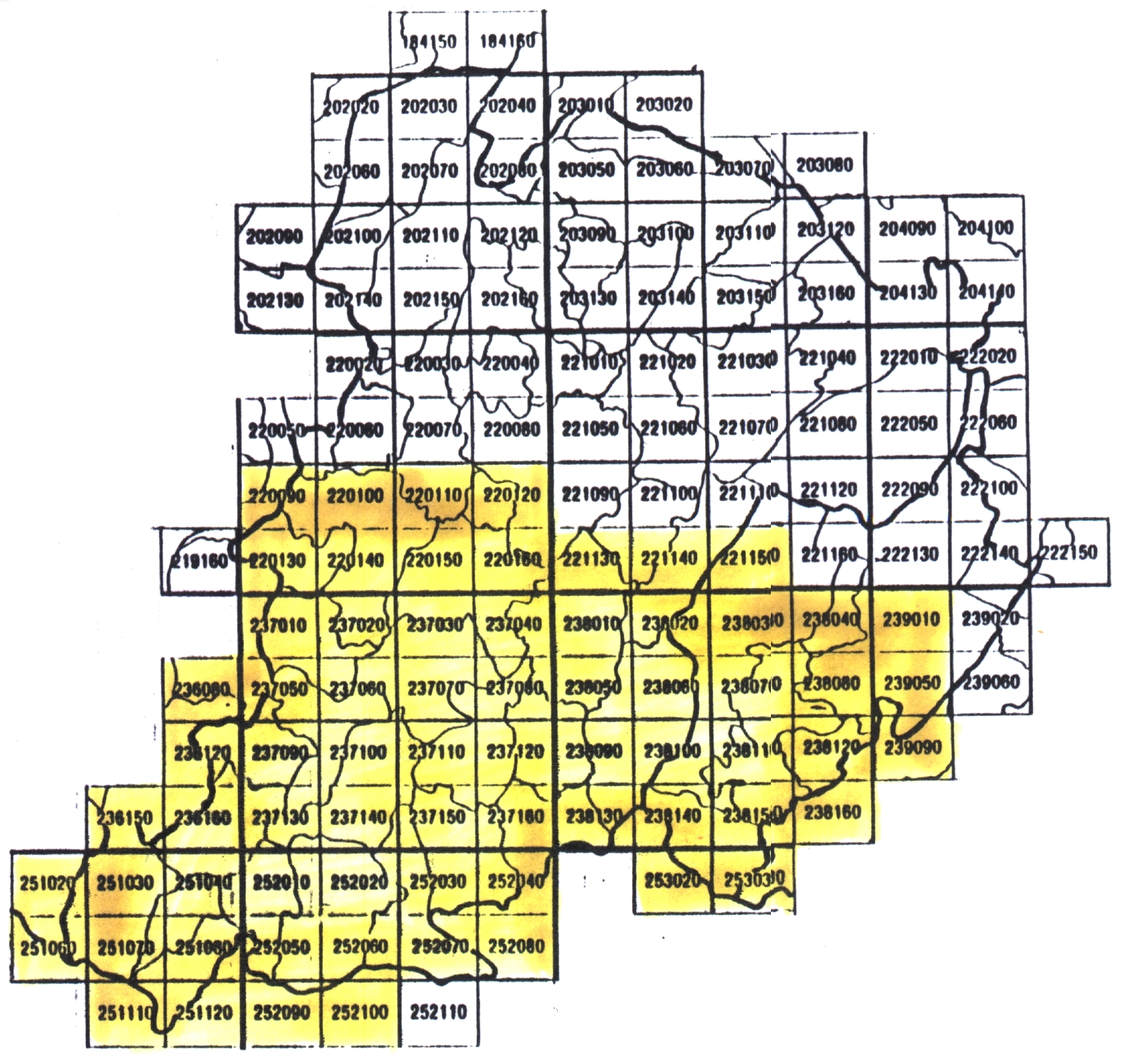 Mappa delle sezioni 1:10000 coperte