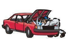 foto a corredo (macchina rossa e meccanico)