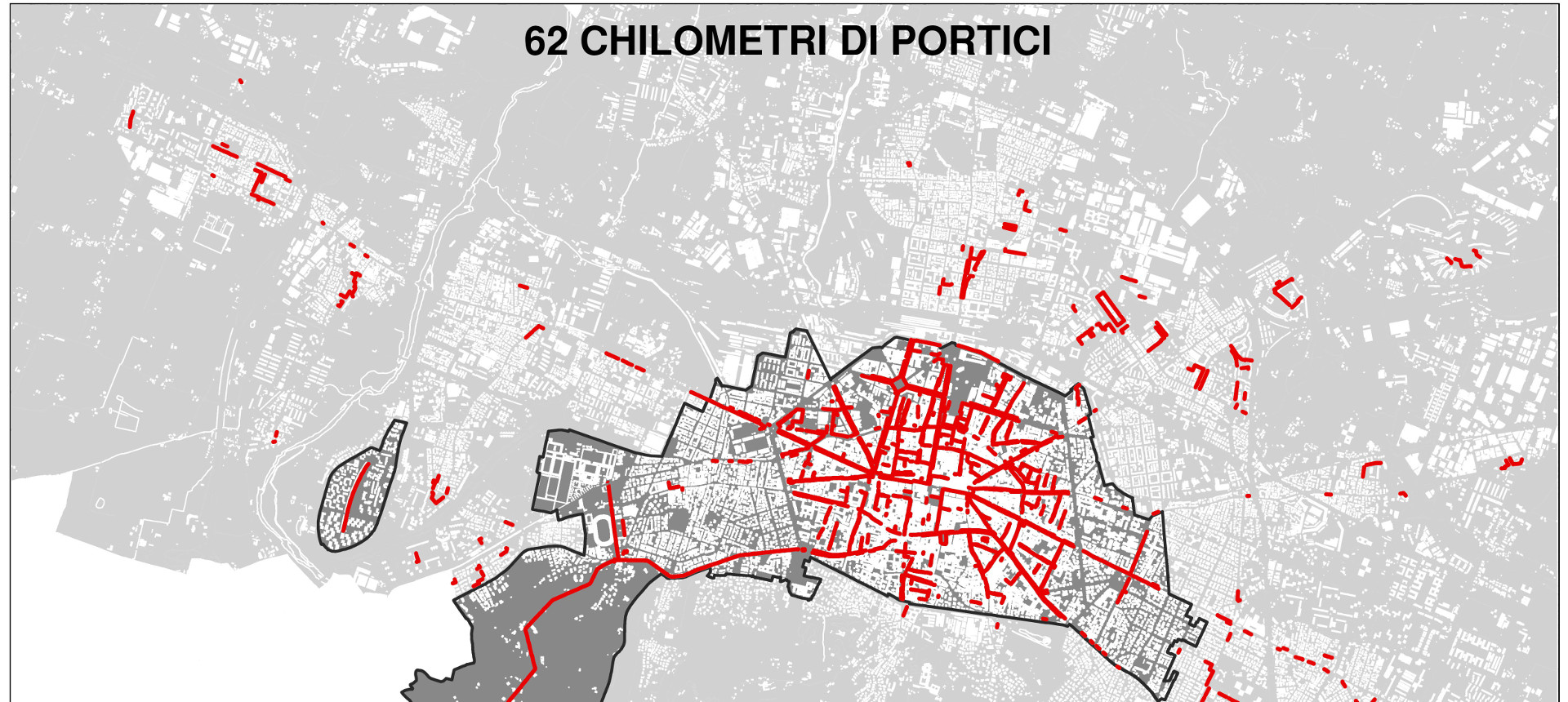 Mappatura dei 62 km di portici