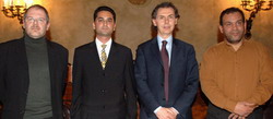 Da sinistra: l'assessore Barigazzi, il presidente del Consiglio immigrati Asif Raza, il presidente del Consiglio Cevenini, il vice del Consiglio immigrati Zakiri Mohamed