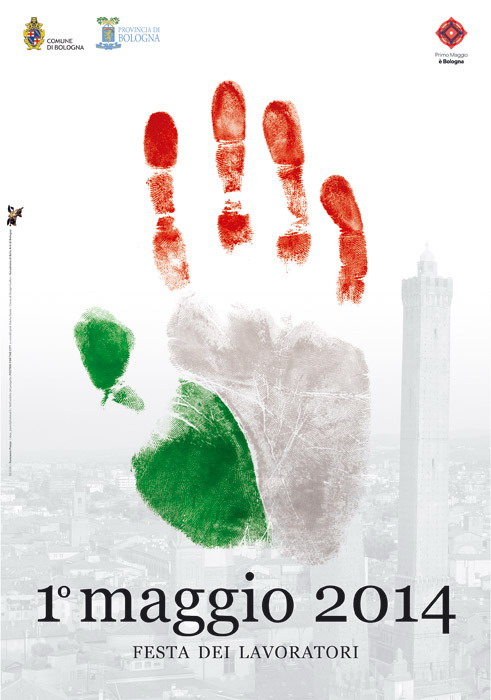 Grafica del manifesto per il Primo Maggio realizzata da Francesco Piazza, studente dell'Accademia vincitore del primo contest Poster for the city