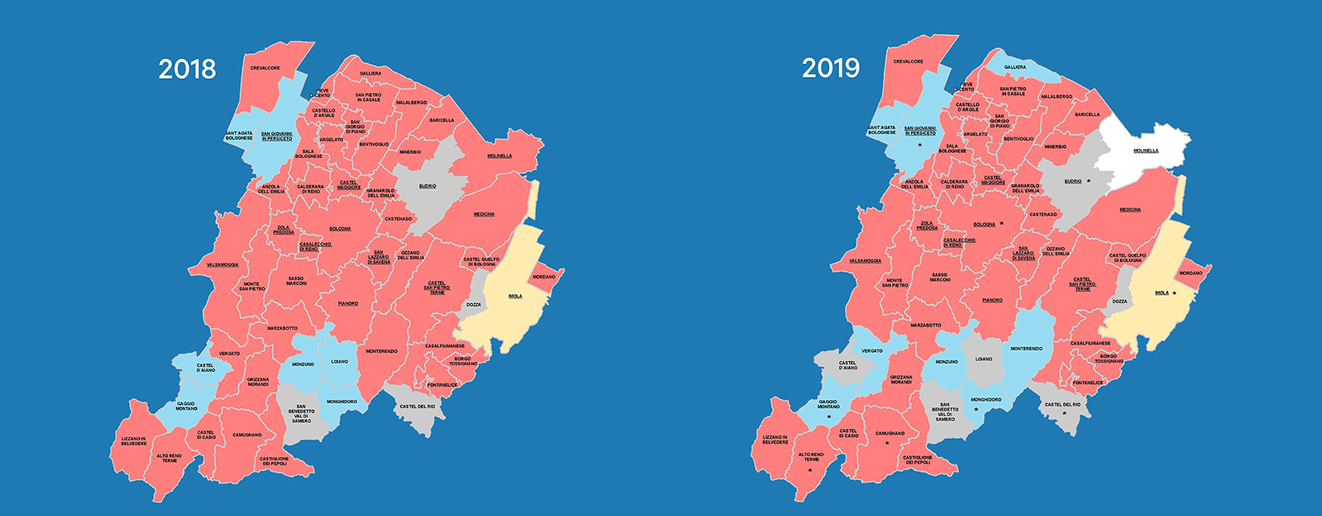 La mappa dei Comuni