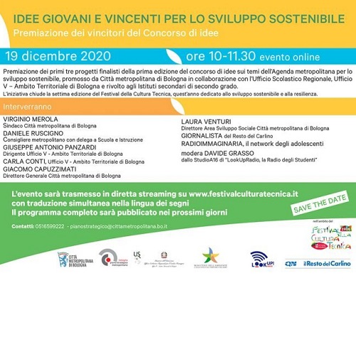 Idee giovani e vincenti per lo sviluppo sostenibile: sabato 19 dicembre la premiazione dei progetti vincitori